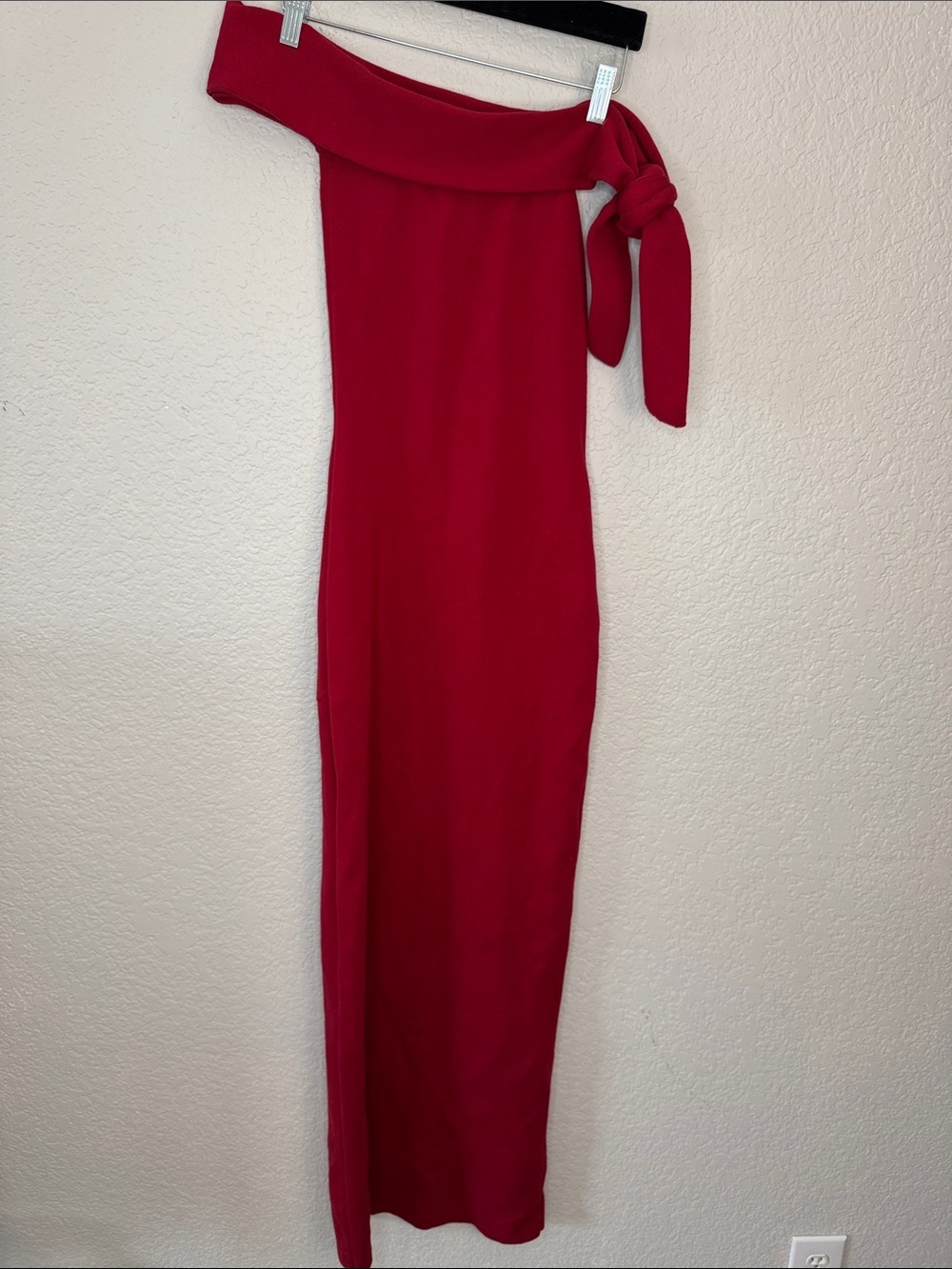 SNDYS x REVOLVE Jaymes Off the Shoulder Maxi Dress Small Body Contour Red Knit - Picture 2 of 7